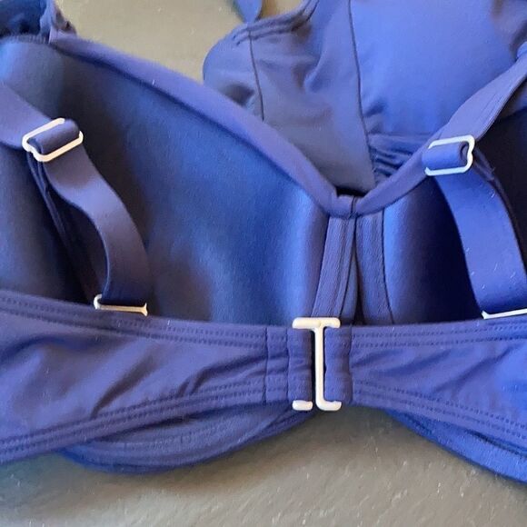 Land’s End Retro bikini top adjustable straps underwire  navy or black D cup Var - Picture 9 of 9